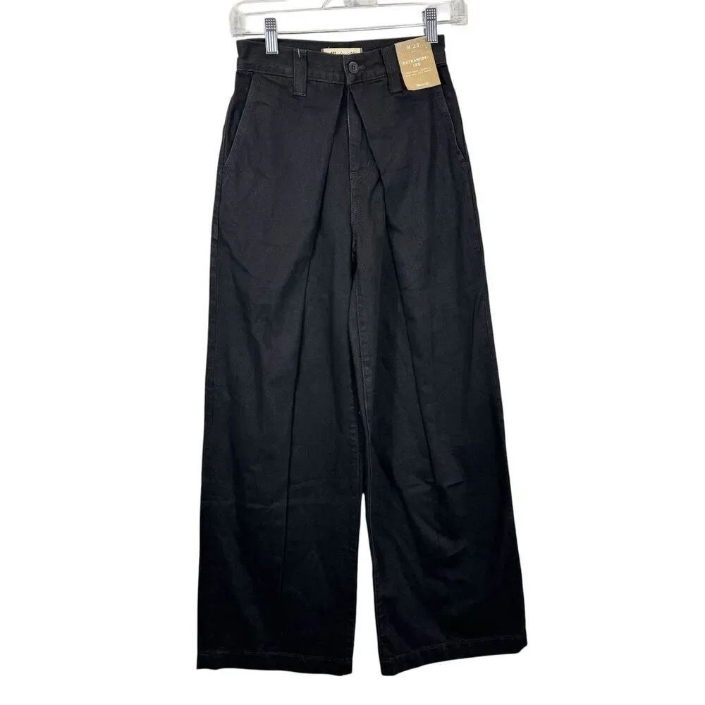 MADEWELL Sz 23 NWT $148 Extrawide-Leg Wilkes Wash Trouser Jean Jeans Black NN456